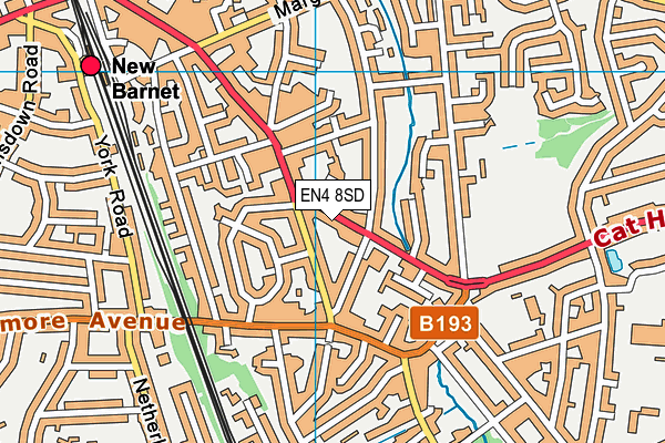 EN4 8SD map - OS VectorMap District (Ordnance Survey)