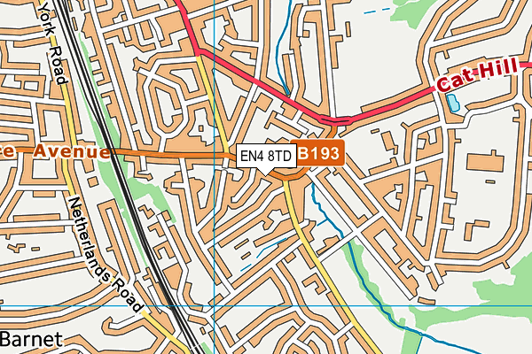 EN4 8TD map - OS VectorMap District (Ordnance Survey)