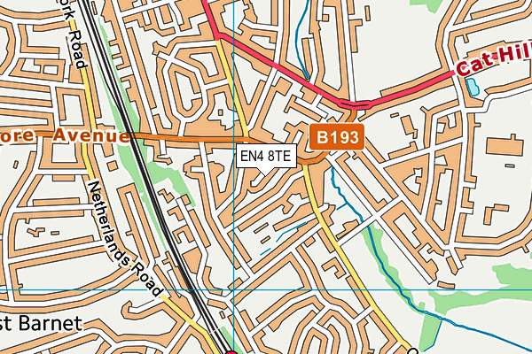 EN4 8TE map - OS VectorMap District (Ordnance Survey)