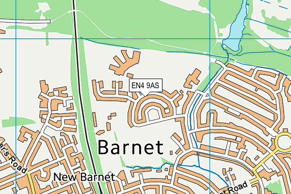 EN4 9AS map - OS VectorMap District (Ordnance Survey)