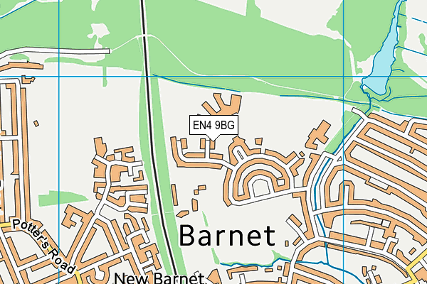 EN4 9BG map - OS VectorMap District (Ordnance Survey)