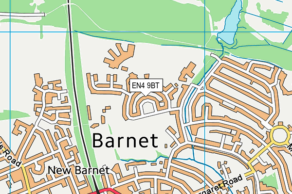 EN4 9BT map - OS VectorMap District (Ordnance Survey)
