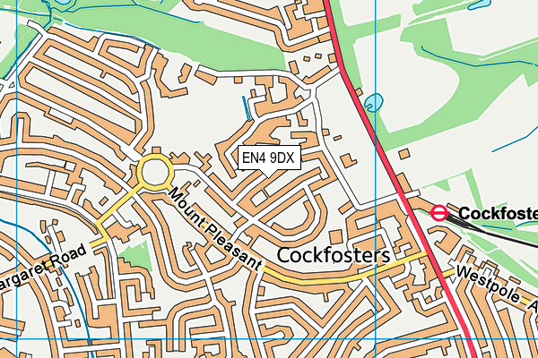 EN4 9DX map - OS VectorMap District (Ordnance Survey)