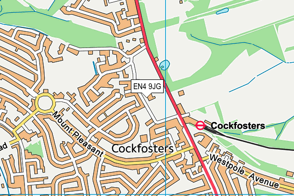Cockfosters Cricket Club map (EN4 9JG) - OS VectorMap District (Ordnance Survey)