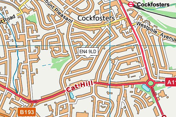 EN4 9LD map - OS VectorMap District (Ordnance Survey)