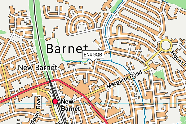 Victoria Recreation Ground (Barnet) map (EN4 9QB) - OS VectorMap District (Ordnance Survey)