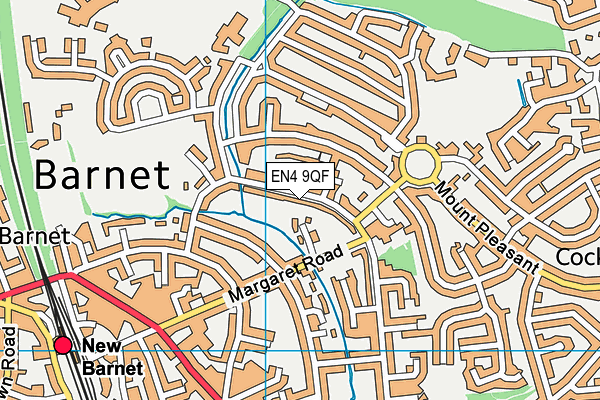 EN4 9QF map - OS VectorMap District (Ordnance Survey)