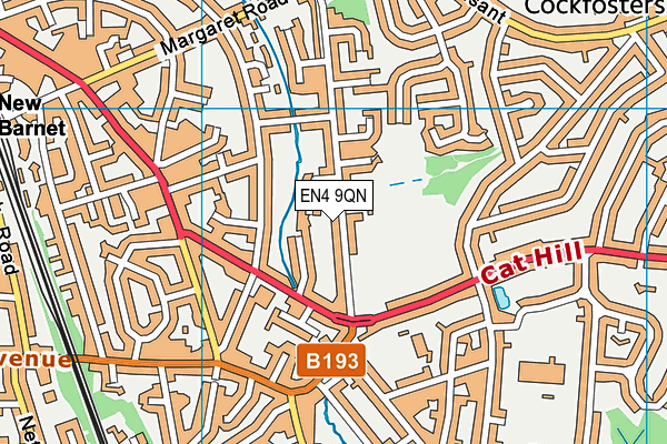 EN4 9QN map - OS VectorMap District (Ordnance Survey)