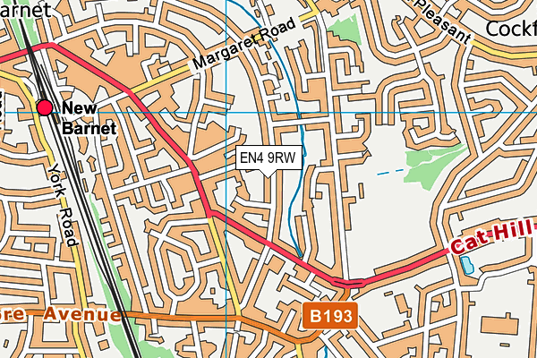 EN4 9RW map - OS VectorMap District (Ordnance Survey)