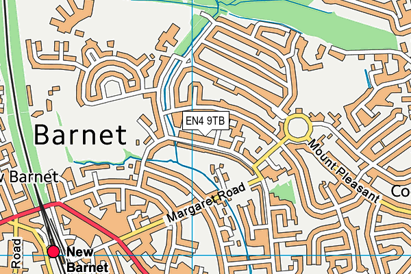 EN4 9TB map - OS VectorMap District (Ordnance Survey)