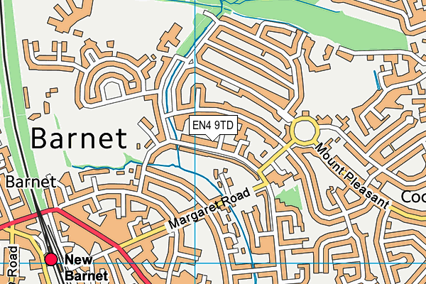 EN4 9TD map - OS VectorMap District (Ordnance Survey)