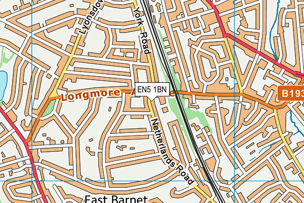 EN5 1BN map - OS VectorMap District (Ordnance Survey)