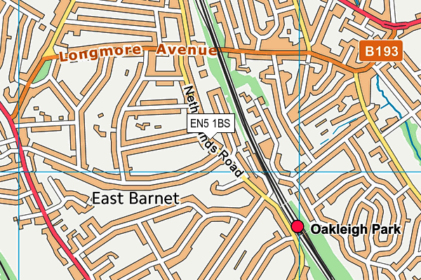 EN5 1BS map - OS VectorMap District (Ordnance Survey)