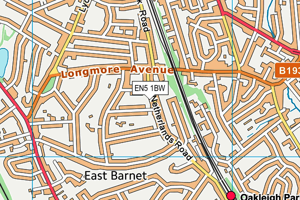 EN5 1BW map - OS VectorMap District (Ordnance Survey)