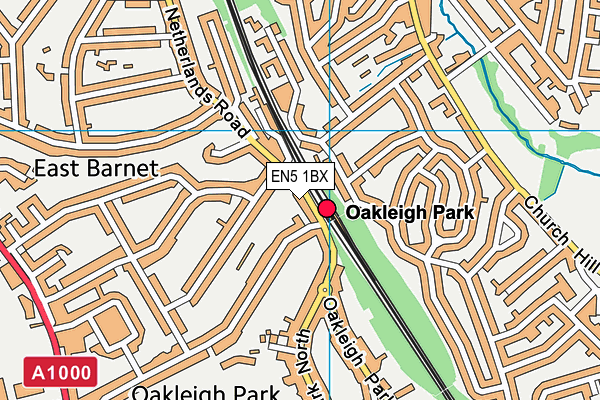 EN5 1BX map - OS VectorMap District (Ordnance Survey)
