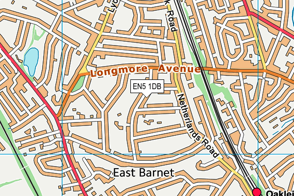 EN5 1DB map - OS VectorMap District (Ordnance Survey)