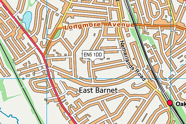 EN5 1DD map - OS VectorMap District (Ordnance Survey)