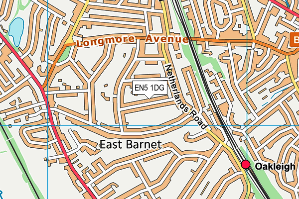 EN5 1DG map - OS VectorMap District (Ordnance Survey)