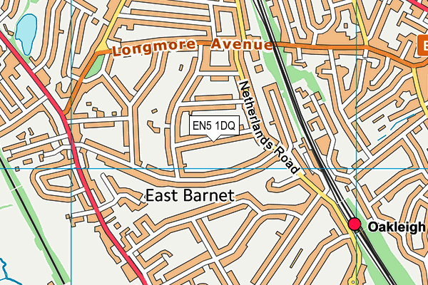 EN5 1DQ map - OS VectorMap District (Ordnance Survey)