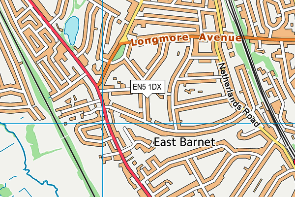 EN5 1DX map - OS VectorMap District (Ordnance Survey)