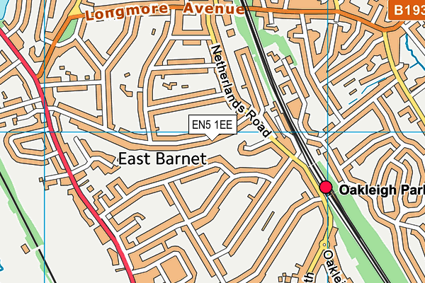 EN5 1EE map - OS VectorMap District (Ordnance Survey)