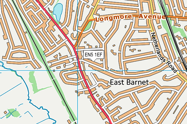 EN5 1EF map - OS VectorMap District (Ordnance Survey)