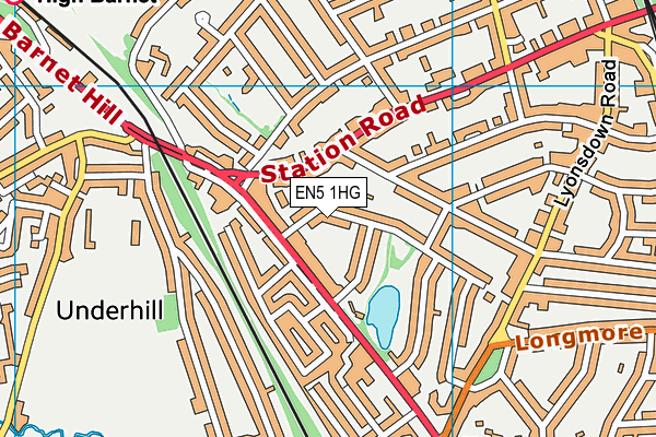 EN5 1HG map - OS VectorMap District (Ordnance Survey)