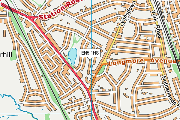 EN5 1HS map - OS VectorMap District (Ordnance Survey)