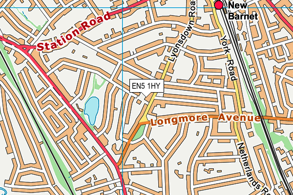 EN5 1HY map - OS VectorMap District (Ordnance Survey)