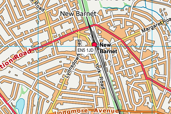 EN5 1JD map - OS VectorMap District (Ordnance Survey)