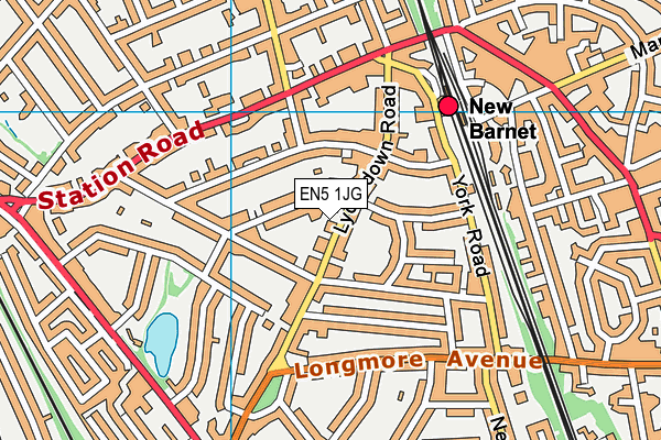 EN5 1JG map - OS VectorMap District (Ordnance Survey)