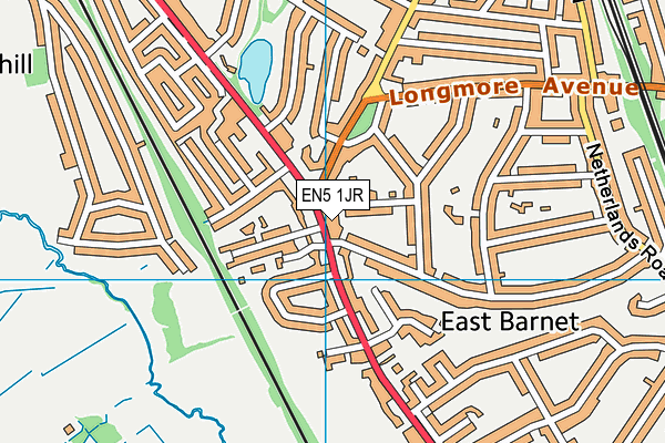 EN5 1JR map - OS VectorMap District (Ordnance Survey)