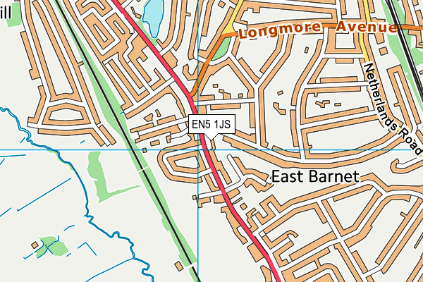 EN5 1JS map - OS VectorMap District (Ordnance Survey)