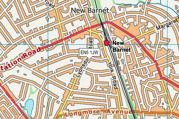 EN5 1JW map - OS VectorMap District (Ordnance Survey)