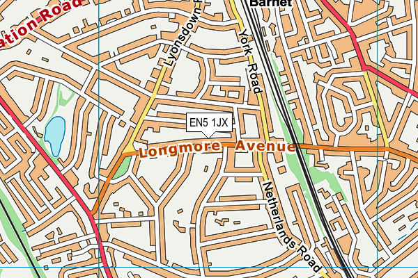 EN5 1JX map - OS VectorMap District (Ordnance Survey)