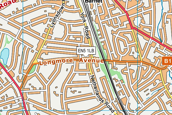 EN5 1LB map - OS VectorMap District (Ordnance Survey)