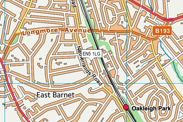 EN5 1LG map - OS VectorMap District (Ordnance Survey)