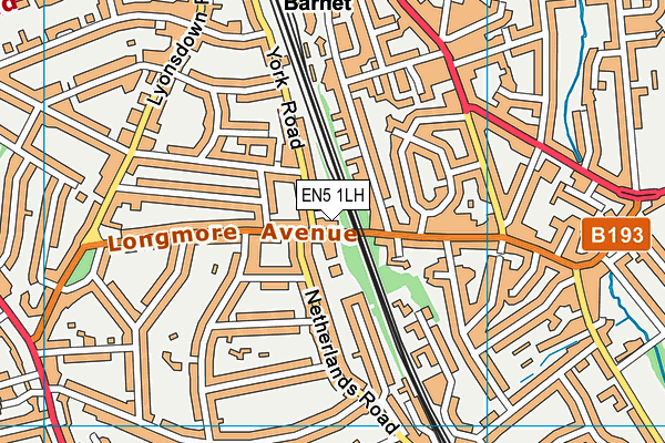 EN5 1LH map - OS VectorMap District (Ordnance Survey)