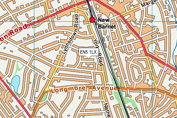 EN5 1LX map - OS VectorMap District (Ordnance Survey)