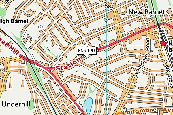 EN5 1PD map - OS VectorMap District (Ordnance Survey)