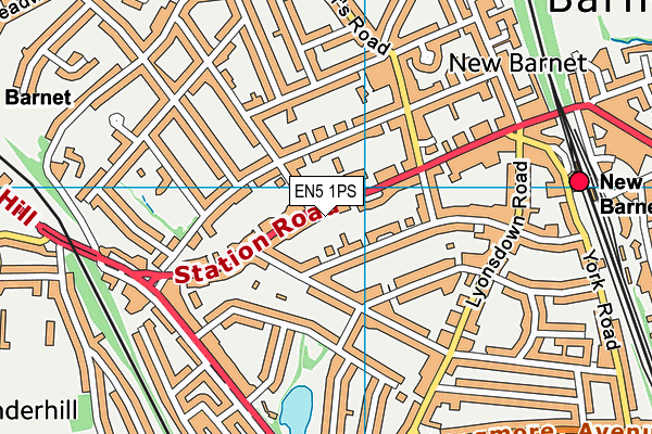 EN5 1PS map - OS VectorMap District (Ordnance Survey)