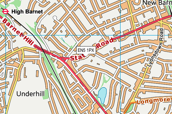 EN5 1PX map - OS VectorMap District (Ordnance Survey)