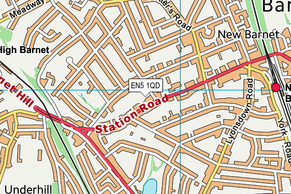 EN5 1QD map - OS VectorMap District (Ordnance Survey)