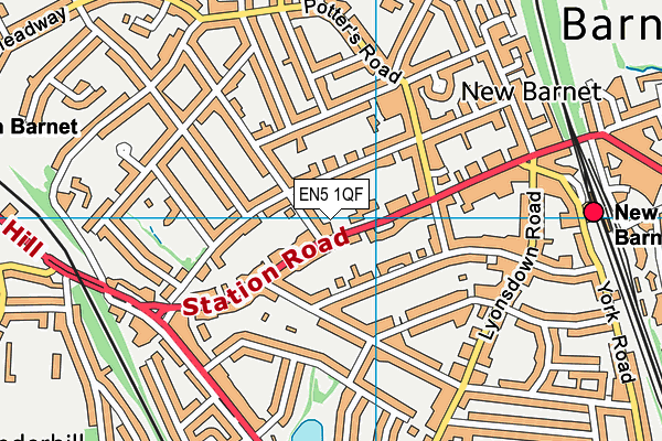 EN5 1QF map - OS VectorMap District (Ordnance Survey)