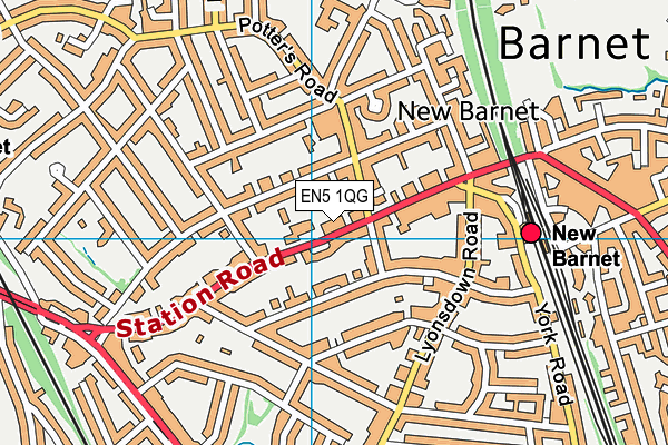 EN5 1QG map - OS VectorMap District (Ordnance Survey)