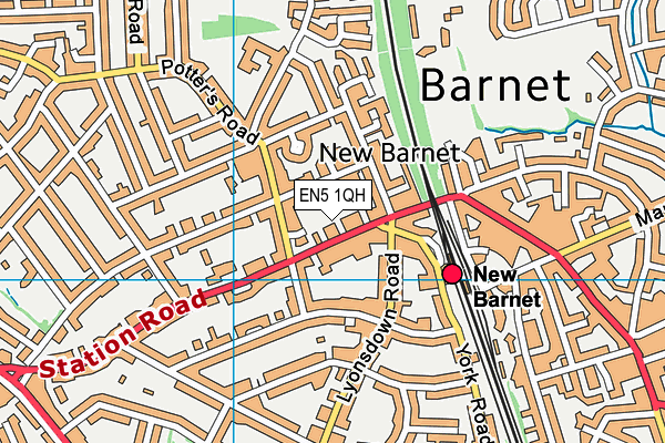 EN5 1QH map - OS VectorMap District (Ordnance Survey)