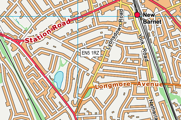 EN5 1RZ map - OS VectorMap District (Ordnance Survey)