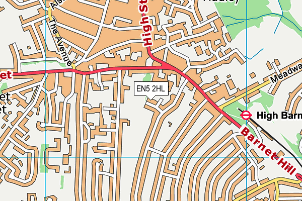 EN5 2HL map - OS VectorMap District (Ordnance Survey)