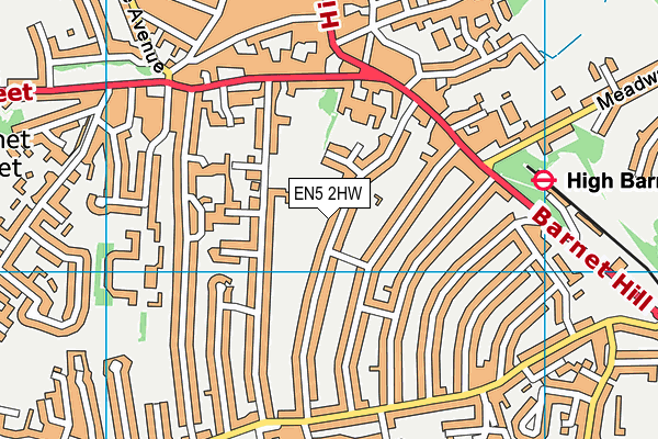 EN5 2HW map - OS VectorMap District (Ordnance Survey)