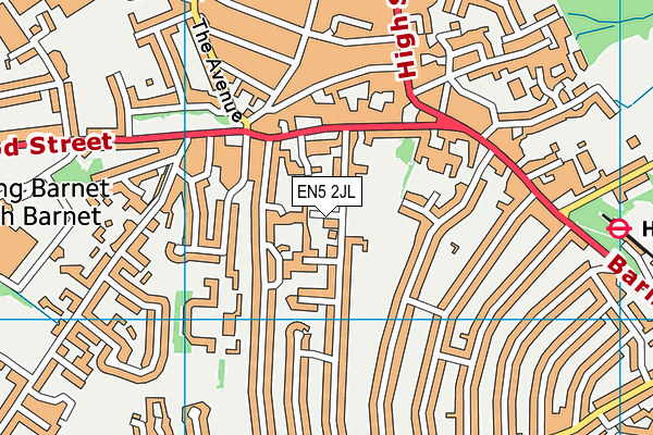 EN5 2JL map - OS VectorMap District (Ordnance Survey)